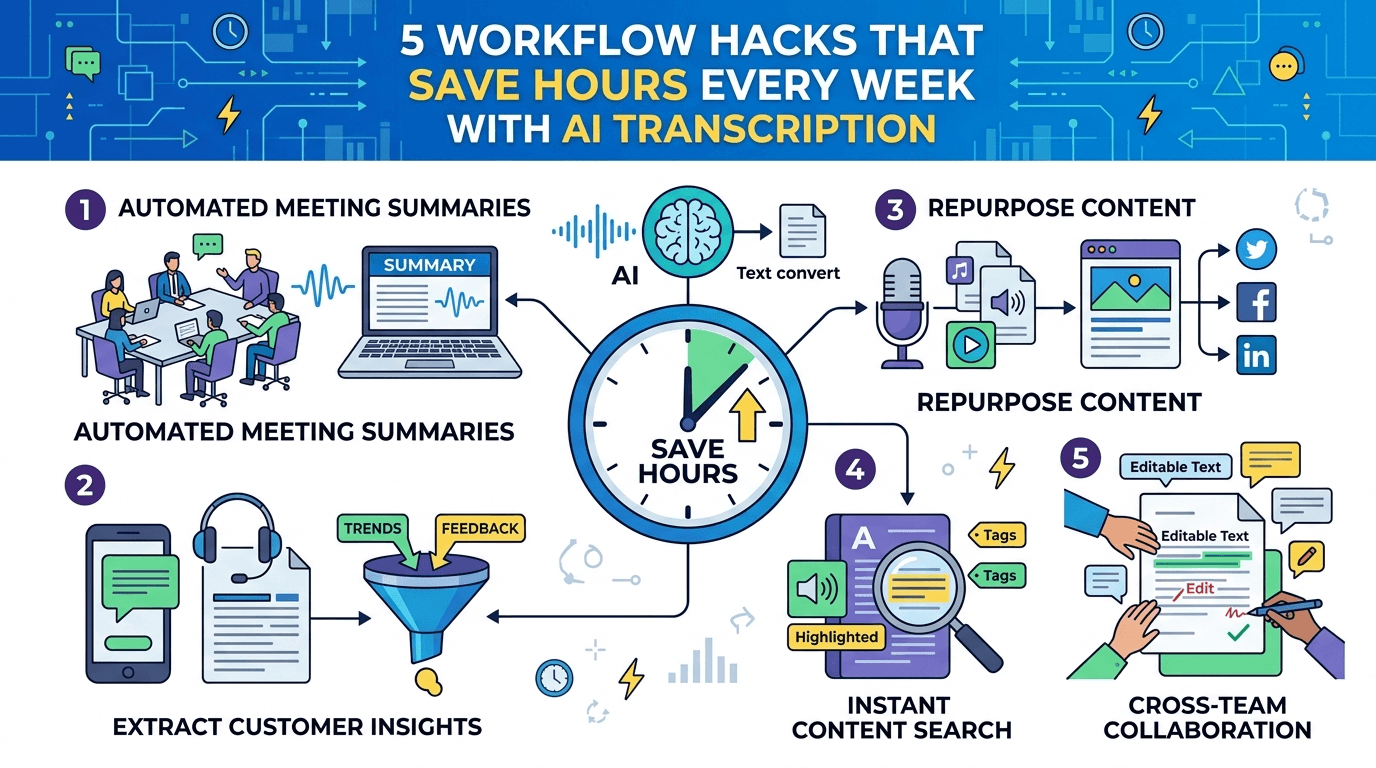 ai transcription workflow hacks illustration